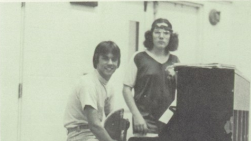 Joe Soares at the piano in ninth grade