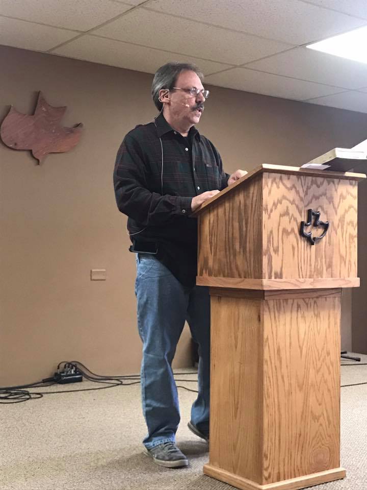 Joe Soares teaching from the pulpit