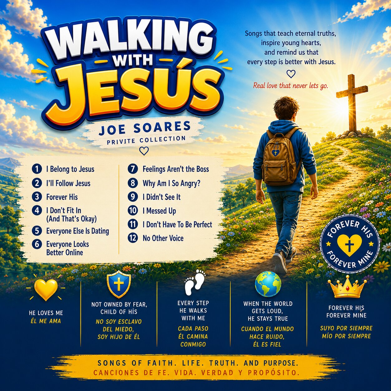 Walking With Jesus / Caminando Con Jesús bilingual back cover